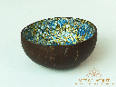 Eggshell Coconut Lacquer Bowl in Sapphire Golden