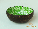 Eggshell Coconut Lacquer Bowl in Green Mosaic Inlay