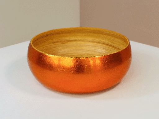 [AOL230100] Handcrafted Bamboo Lacquer Radiant Orange Gold Bowl