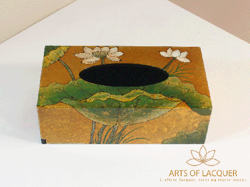 Gold Lotus Handcrafted Lacquered Tissue Box