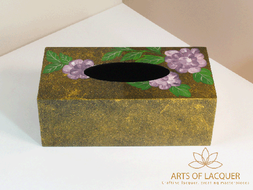 Handcrafted Lacquer Purple Peony  Tissue Box