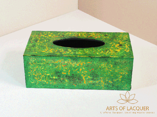 Green Abstract Lacquer Tissue Box