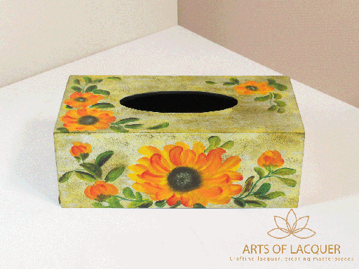 Sunflower Lacquer Tissue Box