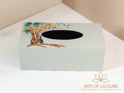 [AOL230045] Bamboo Garden Lacquered Tissue Box 