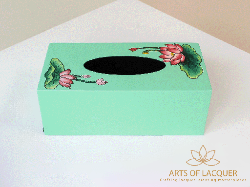 [AOL230068] Elegant Mint Lotus Blossom Tissue Box 