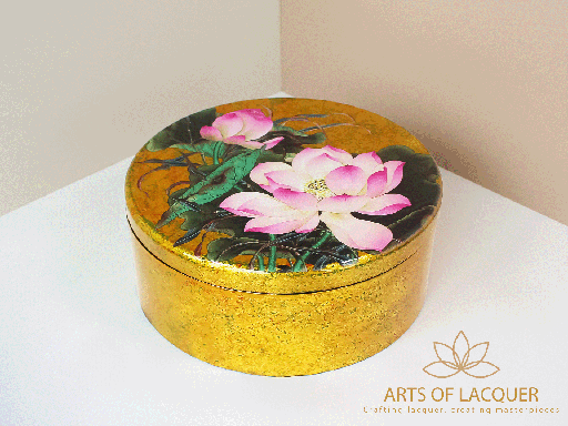 [AOL230055] Golden Lotus Lacquer Keepsake Box