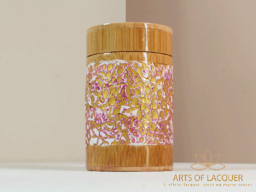 [AOL230049] Purple Bamboo Lacquer Jar with Eggshell Mosaic